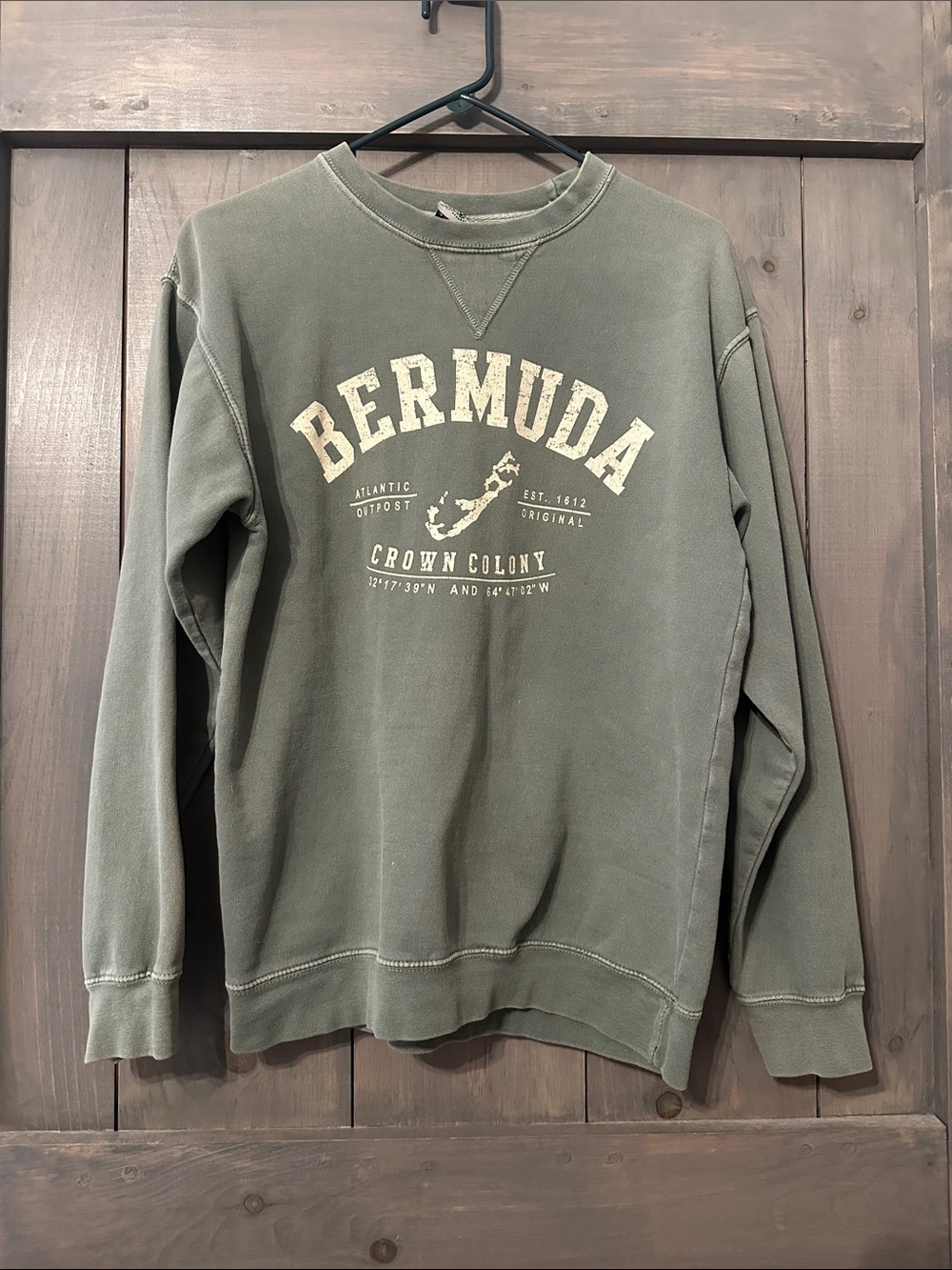 Bermuda Graphic Crewneck Sweatshirt - Olive Green